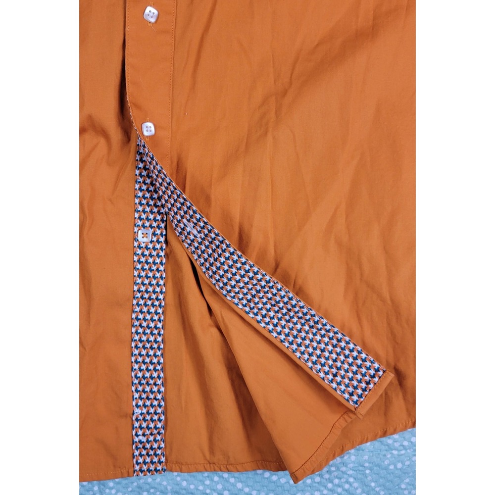 Cinch Men's Orange Long Sleeve Button Down Shirt XL Flip Cuff Square Buttons‎ - Picture 5 of 8